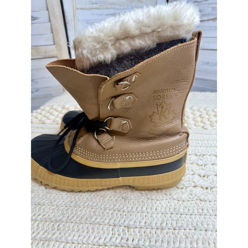 VINTAGE SOREL KAUFMAN MANITOU Men's 9 Winter Pac Snow Boots Tan Black - Picture 4 of 16